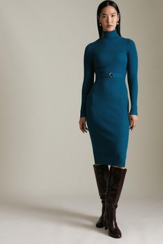 Belted Rib Knit Dress Fall Midi Dress In Elastane, Fitted Viscose Maxi Dress For Work, Fitted Knee-length Viscose Midi Dress, Fall Bodycon Elastane Dress, Bodycon Elastane Dress For Fall, Fitted Knee-length Viscose Dress, Fitted Long Sleeve Viscose Dress, Fitted Ribbed Elastane Dress, Ribbed Fitted Elastane Dresses