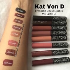 Kat Von D Liquid Lipstick, Kvd Lipstick Swatch, Kvd Beauty, Best Lipstick Color, Lipstick For Fair Skin, Nyx Lipstick, Lipstick Kit, Colors For Dark Skin