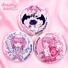 Yami Kawaii Fashion, Listen Flavor, Yumi Kawaii, Japanese Kawaii Fashion, Cute Badges, Casual Kawaii