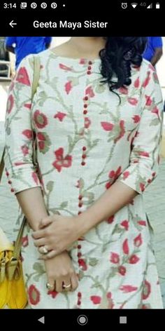 Chudidhar Neck Designs Neckline, Flower Print Kurtis Design Latest, Cotton Dress Neck Designs Latest, Floral Printed Kurti Designs Latest, Latest Kurti Neck Designs Pattern, Cotton Salwar Suit Designs Latest, Latest Neck Style For Kurti, Neck Patterns For Kurtis Cotton, Kurta Neck Design Latest