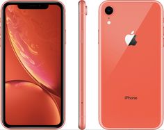 an iphone xr is shown with the front and back sides facing each other in different colors