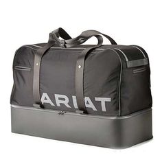 a large gray bag with the word aria on it