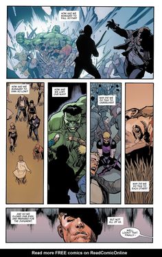 an image of a comic page with the hulk and other characters in it, as well as