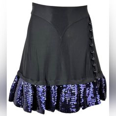 Nwt Paco Rabanne Women's Skirt Invisible Side Zipper Closure Button And Loop Closure At Front Side Sequin Trim Mini Length Unlined Lightweight Fabric Size Fr 38 Measures Approx. 33" Waist, 28.5" Center To Hem Made In Tunisia Material: 90% Viscose, 10% Elastanne Style: 22aju315vi026716379 Color: Navy Care: Hand Wash Or Dry Clean Hang Tag Included Mini Skirt With Buttons For Party, Party Mini Skirt With Button Closure, Party Mini Skirt With Buttons, Fitted Mini Skirt With Button Closure For Party, Fitted Mini Skirt With Buttons, Fitted Black Mini Skirt With Buttons, Fitted Party Skirt With Buttons, Fitted Mini Skirt With Buttons For Night Out, Fitted Button Mini Skirt For Night Out