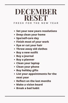 2024 Fresh Start, December Reset For New Year, Monthly Reset December, New Years Reset 2023, Yearly Reset Routine, 2024 Reset List, New Year Reset 2024, December 2023 Aesthetic, New Year Reset Aesthetic