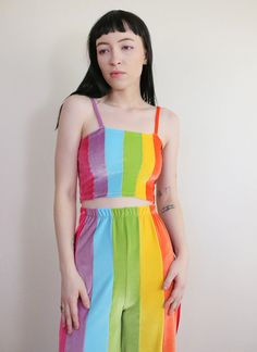 Rainbow Luna Top – K.S. Garner Cute Pride Outfits, Lgbtq Style, Colors In The Rainbow, Pride Fashion, Rainbow Stuff, Rainbow Clothes, Rainbow Top, Fest Outfits, Rainbow Outfit