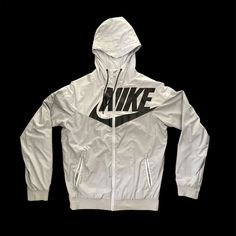 Size Small In Great Condition (Basically Brand New) Nike White Sport Coat For Outdoor, Nike Casual White Sport Coat, Casual White Nike Sport Coat, Nike Urban Style White Windbreaker, Nike Gray Windbreaker For Streetwear, Nike Moisture-wicking Outerwear For Streetwear, Nike Hooded Windbreaker With Moisture-wicking, Air Jordan Jacket, Nike Moisture-wicking Hooded Windbreaker