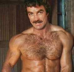 a shirtless man with a moustache on his chest and no shirt is posing for the camera