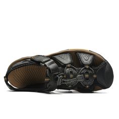 Color: Black,Brown,Khaki Closure Type: Elastic Band,Velcro Feature: Toe-Protected,Soft,Slip Resistant Size: US 10.5,US 8,US 9,US 10,US 7.5,US 8.5,US 6.5 Shoes Type: Outdoor Sandals,Beach Sandals Toe Type: Closed Toe Upper Material: Cowhide Outsole Material: Rubber Leather Sandals For Beach Season, Leather Non-slip Sandals For Vacation, Non-slip Leather Sandals For Vacation, Black Sandals For Summer Outdoor Activities, Black Sandals For Outdoor Summer Activities, Brown Non-slip Sandals For Vacation, Leather Sandals For Summer Outdoor Activities, Leather Sandals For Outdoor Summer Activities, Brown Non-slip Sandals For Beach Season