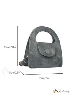 BirdinBag - Retro Mini Casual Crossbody Bag - Solid Color PU Square Design Gray Large Capacity Top Handle Shoulder Bag, Gray Shoulder Bag With Detachable Handle, Gray Top Handle Bag With Detachable Handle, Gray Bags With Detachable Handle, Gray Bag With Detachable Handle For Everyday Use, Gray Rectangular Bag For Daily Use, Gray Handheld Bag For Everyday Use, Gray Everyday Bag With Detachable Handle, Gray Shoulder Bag With Detachable Handle For Daily Use