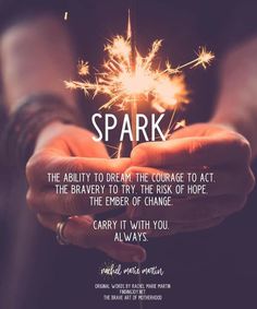 someone holding sparklers in their hands with the words spark above them and below it