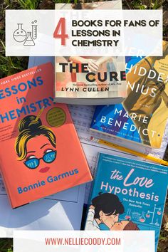 four books for fans of the science fiction series, with text overlay that reads 4 lessons in chemistry