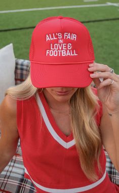 All is fair in love & football, right? This bright blue embroidered trucker hat is perfect for the football fan to rock on game day (and any other day)! 

ALL HATS ARE FINAL SALE! Ladies Football Hat, All Is Fair In Love, Football Graphic Tee, Tailgate Outfit, Love Football, Dad Cards, Rock On, Midi Maxi Dress, Party Photos