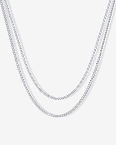 #Variant_White Gold Silver Double Chain Cuban Link Necklace, Minimalist Curb Chain Necklace For Layering, Classic Curb Chain Necklace For Layering, Layering Curb Chain Link Necklace, Curb Chain Link Necklace For Layering, Double Strand Curb Chain Necklace, Minimalist Cuban Link Chain Necklace With Curb Chain, Delicate Cuban Link Chain Necklace For Everyday, Minimalist Cuban Link Curb Chain Necklace