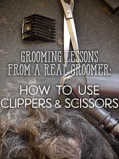 scissors, combs and clippers sitting on top of a pile of hair