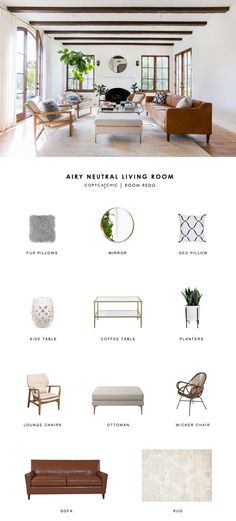 the interior design process is shown in this image, and it shows different types of furniture