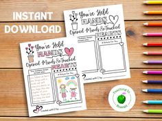 two printable instant coloring pages with colored pencils