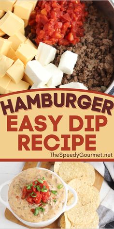 hamburger easy dip recipe with cheese and tomatoes