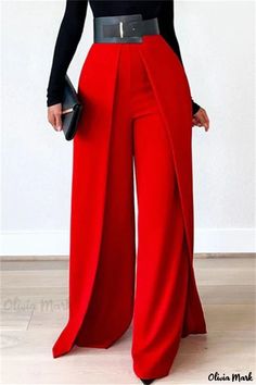 Olivia Mark - Refined Indigo Casual Patchwork Straight High Waist Solid Color Bottoms Sukienki Maksi, Red Pants, Classy Outfits, African Fashion, Business Casual, Fashion Inspo Outfits, Chic Outfits