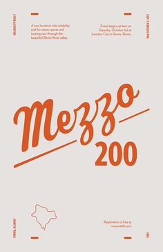 an orange and white poster with the words mezgo 200 written in red on it