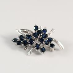 This exquisite 4.5ctw blue sapphire and diamond cluster piece can be worn as either a brooch or a pendant, offering versatile elegance. Set in 18k white gold, the deep blue sapphires are beautifully complemented by a halo of sparkling diamonds, creating a striking contrast. The intricate design and meticulous craftsmanship make this a timeless and luxurious accessory. Perfect for adding a touch of sophistication to any ensemble, this brooch pendant is a true testament to classic beauty and versa Blue Sapphire Diamond, Classic Beauty, Diamond Cluster, Sapphire Diamond, Intricate Design, Sparkle Diamonds, Deep Blue, Blue Sapphire, Types Of Metal