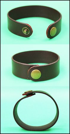 three different types of black leather bracelets