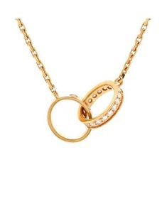 Pre-Owned Cartier Love Interlocking Necklace in 18K Rose Gold. Condition: Very good. Wedding Diamond Pendant Necklace, Luxury Diamond Necklace For Valentine's Day, Luxury Diamond Necklace For Valentine's Day Formal, Luxury Clavicle Chain Jewelry For Wedding, Timeless Jewelry For Valentine's Day Formal, Valentine's Day Luxury Diamond Necklace, Timeless Formal Jewelry For Valentine's Day, Timeless Wedding Jewelry For Valentine's Day, Yellow Gold Jewelry With Chain For Wedding