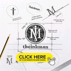 the inkman logo is shown with pencils and paper on it, along with other logos