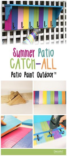 an advertisement for the summer patio patch - all paint outdoor project with colorful paper and glue