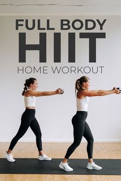 two women doing the full body hit home workout