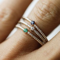 Pavé Birthstone Stacker | Rings | Consider the Wldflwrs Round Diamond Gemstones For Promise Ring, Promise Jewelry With Diamond Birthstone, Diamond Ring With Gemstone And Round Band, Round Cut Sapphire Diamond Gemstones, Diamond Birthstone Gemstones, May Birthstone Diamond Ring In White Gold, Round Diamond Birthstone Gemstones, Dainty Diamond Birthstone Ring With Gemstone, Diamond Birthstone Ring With Round Band