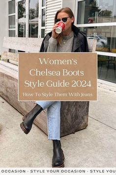 See our ultimate guide to wearing Chelsea boots for women in 2024. From black and brown to cream or beige, these versatile boots complete dressy and casual outfits. Learn how to style chunky Chelsea boots with jeans for summer, spring, and work, and transition effortlessly into winter. Style Chunky Chelsea Boots, Chelsea Boots Jeans, How To Wear Chelsea Boots Women, Chelsea Boots Women Outfit, Brown Chelsea Boots Outfit, Chelsea Boots With Jeans