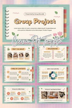 a bunch of different types of papers on top of each other with the words group project written