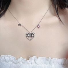 Description: Bowknot Heart Pendant Necklace Specifications:Material: crystal, cubic zirconia, copperColors: silverSize: 40 cm + 5 cm extWeight: 3 g/pcs Show off your playful side with this charming Bowknot Heart Pendant Necklace! With a delicate bowknot design adorning a heart-shaped pendant, this necklace is sure to make a statement. Catch compliments and hearts with this unique accessory. (Heart eyes emoji) Crystal Heart Necklace, Eyes Emoji, Enamel Bracelet, Crystal Heart, Heart Pendant Necklace, Accessories Unique, Heart Design, Stylish Accessories, Best Friend Gifts