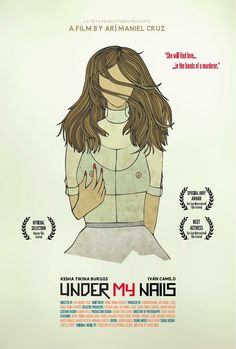 the poster for under my nails shows a woman's face with her hands on her chest