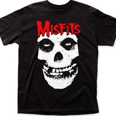 Size Chart   MISFITS Officially Licensed Men's Classic Tee. Rock out in this awesome t-shirt. Break the monotony of formals and give your wardrobe a cool twist. T-Shirt is a 100% cotton garment Front print 2 needle stitched neck Taped shoulders for strength and comfort Products are produced using the best standards available Printed in the United States Misfits Shirt, Misfits Skull, Misfits Band, Skull Rock, Glenn Danzig, Classic Punk, The Misfits, Metal T Shirts, Wardrobe Wishlist