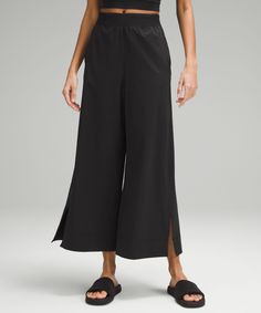 Stretch Woven High-Rise Wide-Leg Cropped Pant | Women's Capris | lululemon Cropped Pants Women, Cropped Wide Leg Pants, Lululemon Pants, Wide Leg Cropped Pants, Womens Capris, Card Sleeve, Cropped Pants, Women Crop, Women's Leggings