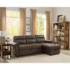 a living room scene with focus on the sectional sofa