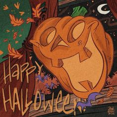 an image of a happy halloween card with pumpkins