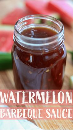 watermelon barbecue sauce in a mason jar