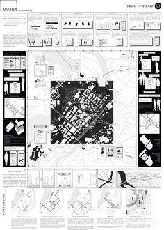 a black and white map with some diagrams on it