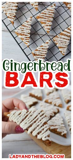 gingerbread bars with white frosting and sprinkles on top