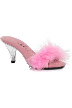 305-SASHA Marabou | Pink Genuine Satin-Ellie Shoes-Pink-Marabous-SEXYSHOES.COM Wooden Heels, Heels Pink, Ellie Shoes, Bedroom Slippers, Cute Slippers, Sandal Online, Fashion Slippers, Slippers Cozy, Heel Slippers