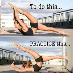 a woman doing exercises on a mat with the caption, to do this practice this