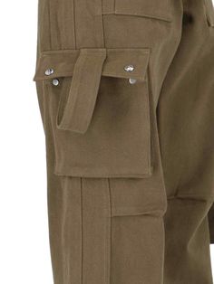 Rhude green cotton cargo pants with belt loops, zip and button closure, multipocket design, straight leg. composition: 100% cottonsize and fit: regular Combat Style Cotton Bottoms With Pockets, Combat Cotton Cargo Pants, Olive Straight Leg Pants With Side Pockets, Khaki Cotton Cargo Jeans With Belt Loops, Olive Straight Pants With Belt Loops, Combat Cotton Pants With Cargo Pockets, Combat Style Cotton Cargo Pants With Multiple Pockets, Cotton Combat Bottoms With Multiple Pockets, Combat Cotton Bottoms With Multiple Pockets