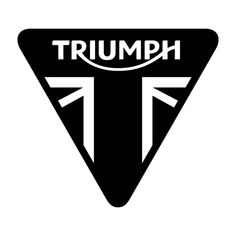 the logo for triumph is shown in black and white, with an arrow at the bottom