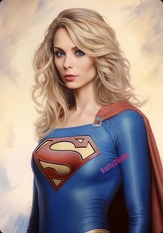 a painting of a woman wearing a superman costume