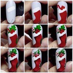 The Grinch Nail Art, Beginner Nail Designs, Nail Noel, Nail Christmas, Xmas Nail, Xmas Nail Art, Winter Manicure, Nail Techniques