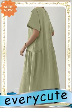 Leisure Solid Ruched Short Sleeve Round Neck Maxi Dress Summer Casual Midi Dress With Pleated Hem, Casual Summer Midi Dress With Pleated Hem, Casual Spring Dress With Pleated Hem, Casual V-neck Dress With Pleated Hem, Casual Dress With Pleated Hem For Day Out, Casual Pleated Hem Dress With Short Sleeves, Casual Short Sleeve Dress With Pleated Hem, Casual Dress With Pleated Hem, Casual Ruched Midi Dress