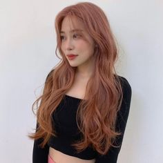 Strawberry Blonde Asian Hair, Pink Orange Hair Color, Hair Color Balayage Red, Ginger Asian Hair, 2023 Korean Hair, Ginger Hair On Asian, Copper Asian Hair, Ulzzang Hair Color